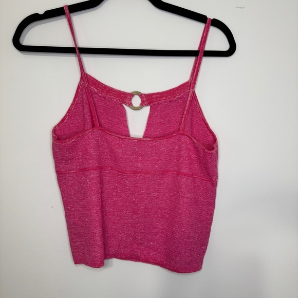 NWOT Free People Beach Pink Knit Ring Front Tank Top Size Large - Picture 2 of 10